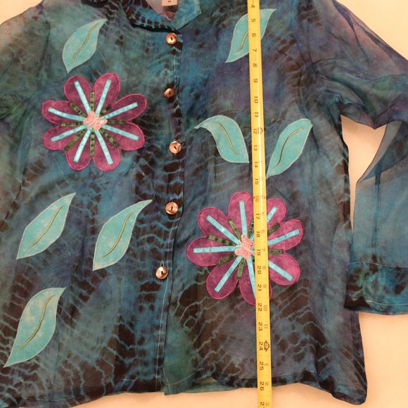 NWOT- Indigo Moon, 2 piece blouse/tank, size medium - Picture 9 of 11